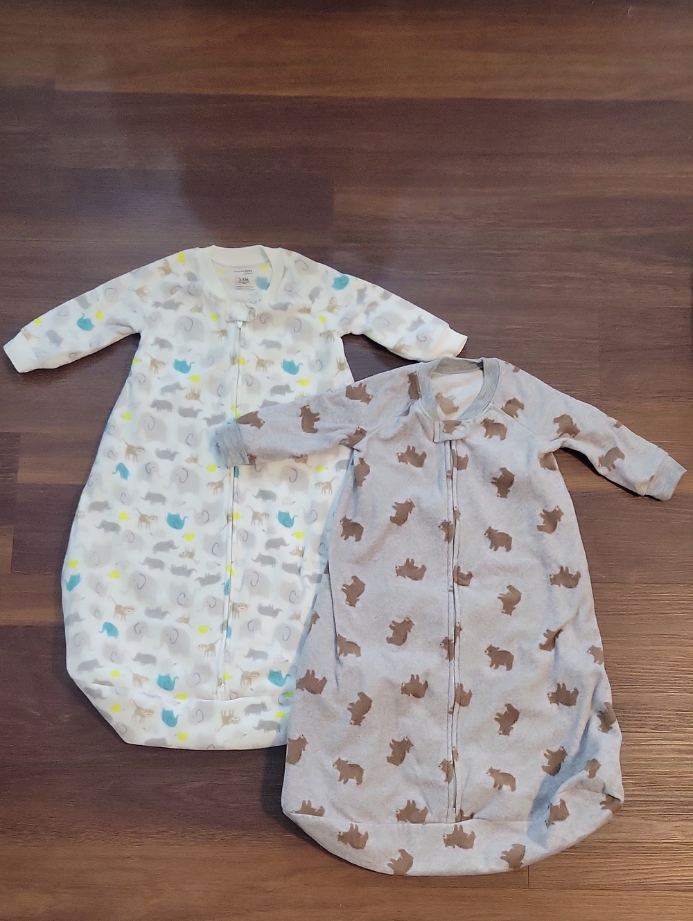 Carter's Two-Pack Infant Sleep Sacks - Gray Bear & White Animal Print